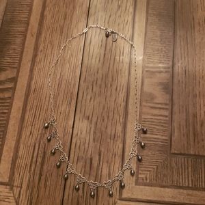 Liz Paiacios San Francisco Dainty Art Nouveau Black Pearl Necklace 17"